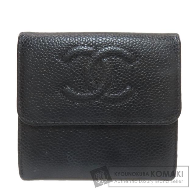 シャネル CHANEL  Wホック ココマーク ゴールド金具  三つ折り財布（小銭入れあり） 中古