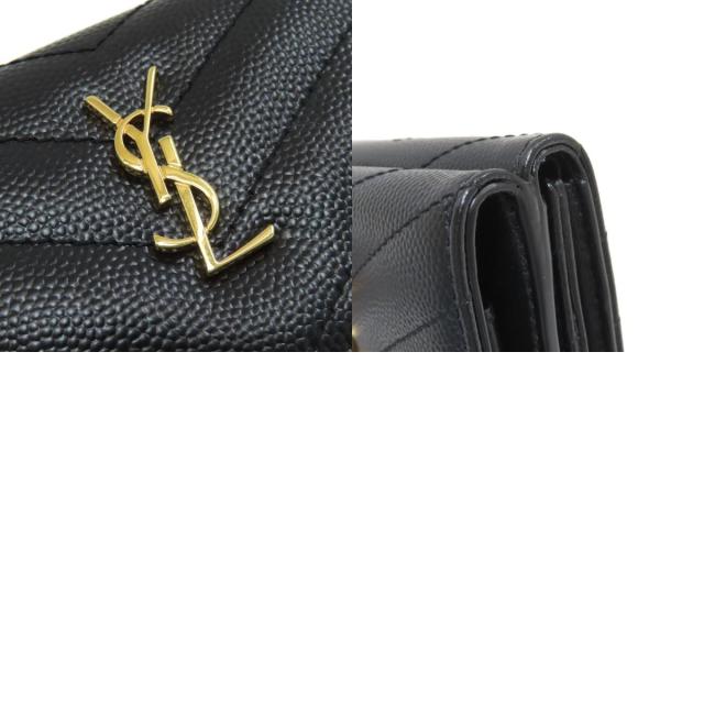 イヴ・サンローラン YVES SAINT LAURENT  Vステッチ カサンドラ  三つ折り財布（小銭入れあり） 中古_9