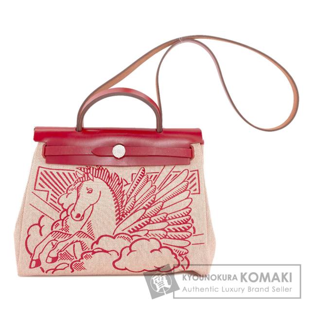 エルメス HERMES エールバッグジップ31 ペガサスポップ シルバー金具 ハンドバッグ トワル 中古