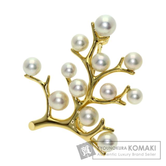 ミキモト MIKIMOTO パール 真珠 幸福の木 ブローチ K18イエローゴールド レディース 中古