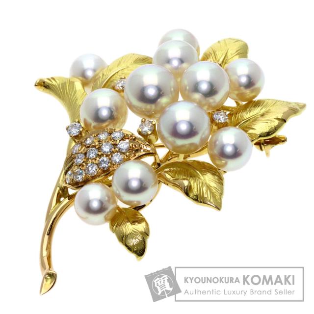タサキ TASAKI パール 真珠 ダイヤモンド 帯留め 2WAY ブローチ K18イエローゴールド 中古