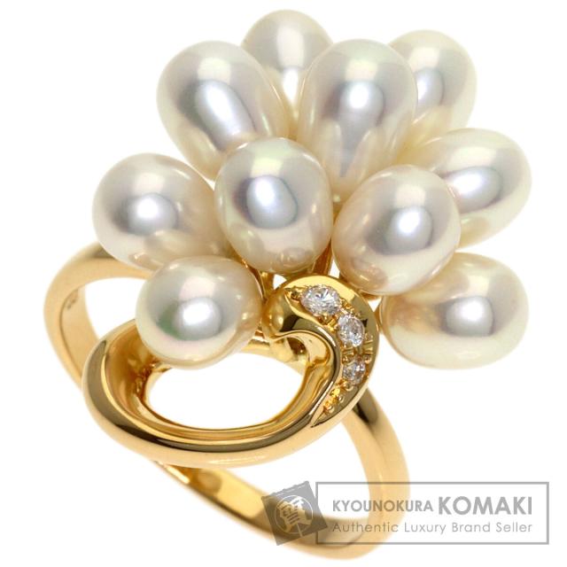 タサキ TASAKI パール 真珠 ダイヤモンド リング・指輪 K18イエローゴールド レディース 中古