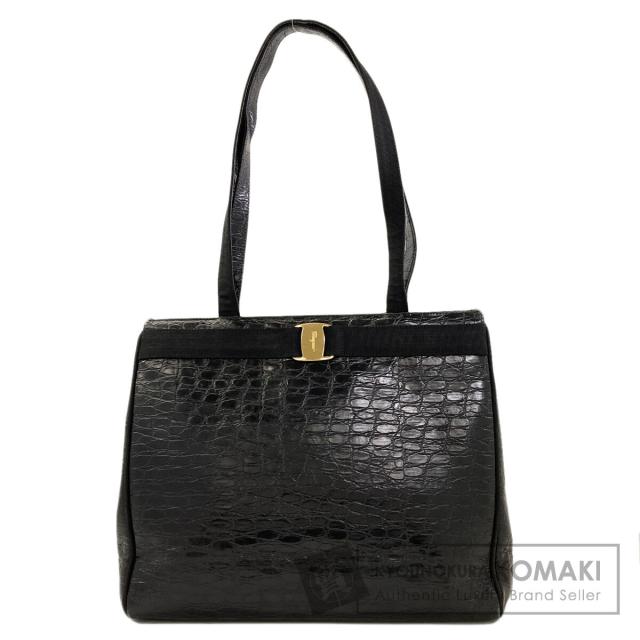 サルヴァトーレフェラガモ Salvatore Ferragamo ヴァラリボン 型押し トートバッグ レザー 中古
