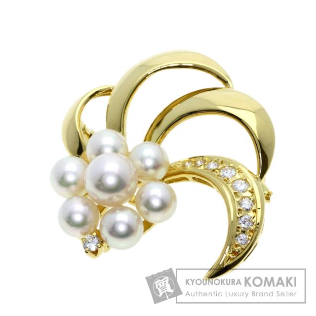 ミキモト MIKIMOTO パール 真珠 ダイヤモンド ブローチ K18イエローゴールド レディース 中古 116,525円