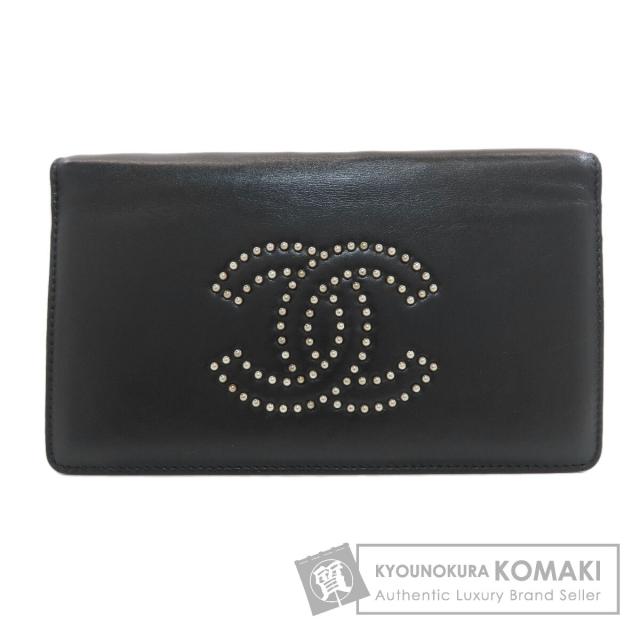 シャネル CHANEL ココマーク スタッズ シルバー金具 長財布（小銭入れあり） レザー 中古