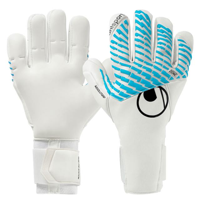 ウールシュポルト サッカー キーパーグローブ サイバーテック アブソルートグリップ ハーフネガティブ ホワイト サイバーブルー 1011379-01