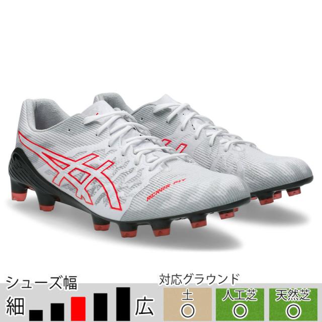 25％OFF！ アシックス サッカースパイク DSライト アクロス 3 ホワイト レッド 土 天然芝 人工芝 （asics2025Q3） 1101A070-104