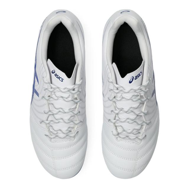 アシックス ジュニア DSライト JR GS ホワイト ブルー サッカースパイク 土 人工芝 天然芝 asics2026Q1 1104A054-102_4