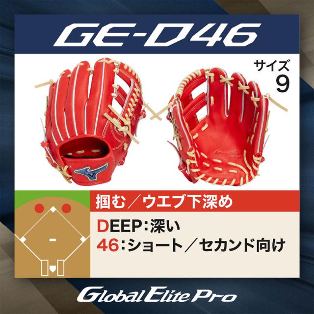 ☆予約商品 4月中旬頃入荷予定☆ ミズノ 硬式グラブ グローバルエリート PRO GE-D46 26SS 野球 グローブ 二遊間 ショート セカンド 一般 大人 【硬式内野手用／サイズ9】 1AJGH34313