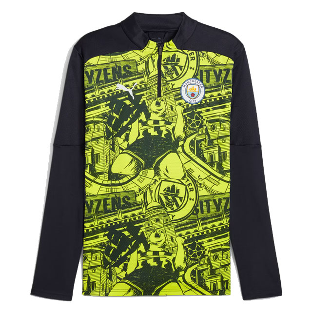 プーマ サッカー レプリカウェア マンチェスター シティー MCFC プレマッチ 24-25 1/4ジップトップス トレーニングウェア イエロー PUMA2024FW 777579-14