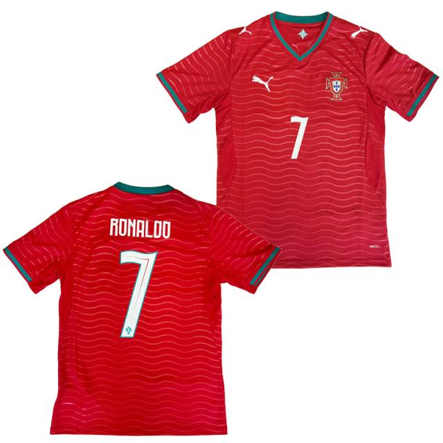 プーマ ポルトガル代表 FPF ホーム SSシャツ レプリカ PLAYER #7 クリスティアーノ・ロナウド クラブレッド グリーンラグーン サッカー ユニフォーム ネーム入り マーキング  PUMA2026SS  788141-77-7
