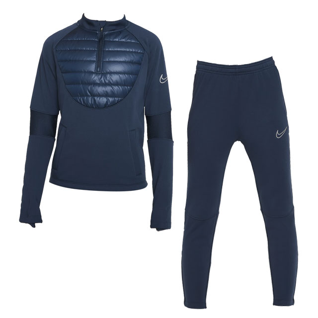 30％OFF！ 【ナイキ】 サッカー フットサル トレーニングウェア ジュニア YTH Therma-FIT アカデミー L/S ドリルトップ パンツ WW ネイビー 上下セット セットアップ 防寒 【NIKE2022FW】 DC9154-DC9158-454