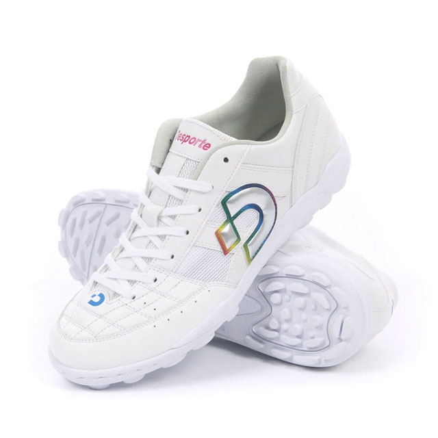 デスポルチ フットサル ターフシューズ リオ LL TF ホワイト シルバー 人工芝 DS2144-PWMSIL ※返品・交換・キャンセル不可商品