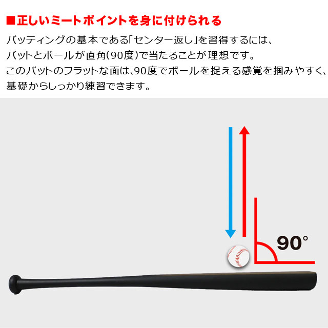 フィールドフォース フラットサーフェスバット 木製 80cm・約690g ジュニア用 学童用 バッティング練習 ミート練習 FFSB-8070