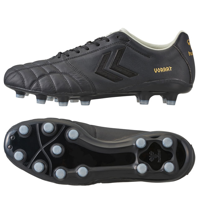 36％OFF！ ヒュンメル サッカースパイク ヴォラート 3 PRO WIDE ブラック ゴールド ワイドモデル 土 人工芝 天然芝 HAS1244W-9038
