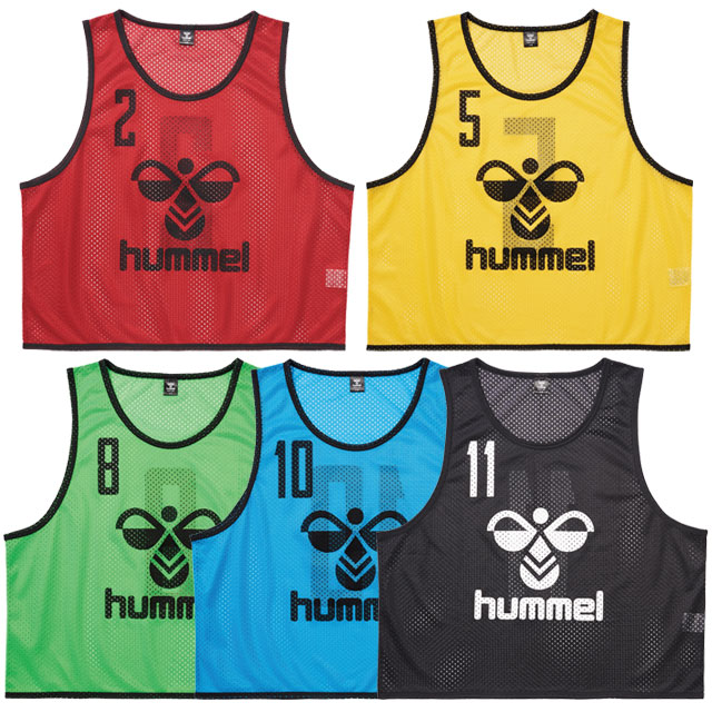 ヒュンメル サッカー フットサル ジュニア トレーニングビブス 10枚セット 番号付き 収納バッグ付き HJK6007Z