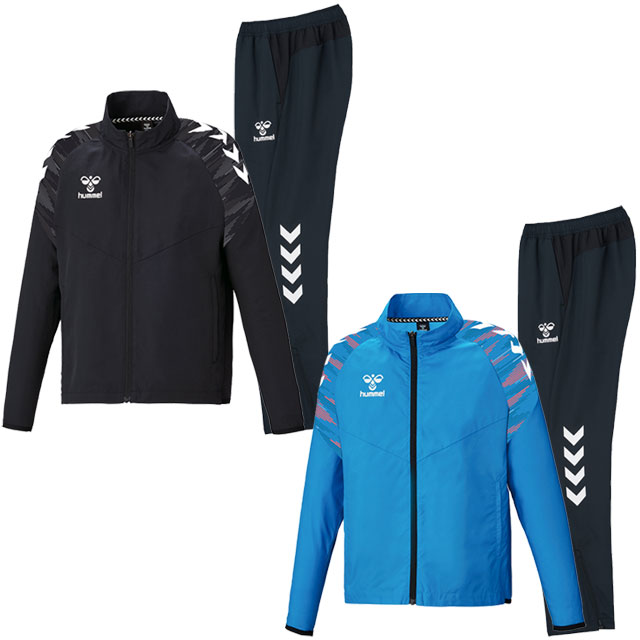 30％OFF！ 【ヒュンメル】 サッカー フットサル ジュニア ウーブンジャケット ウーブンパンツ 上下セット トレーニングウェア HJW2118-HJW2119P