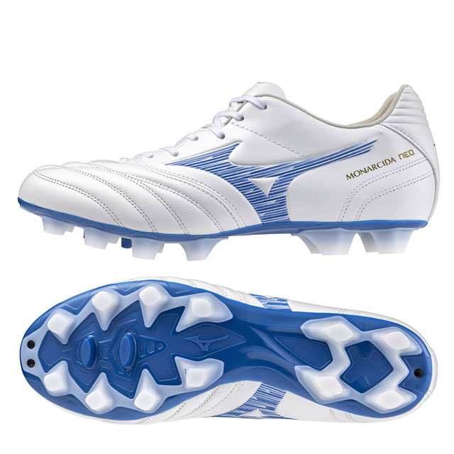 ミズノ サッカースパイク モナルシーダ NEO 3 SW KL ホワイト ブルー 土 人工芝 天然芝 スーパーワイドモデル 【Mizuno2024Q3】 P1GA242725
