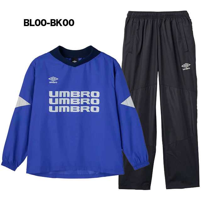 アンブロ サッカー フットサル ジュニア NAGAMOCHI ピステトップ ピステパンツ 上下セット セットアップ ブラック ブルー UF5SWB30J-UF5SPZ30Jの通販は