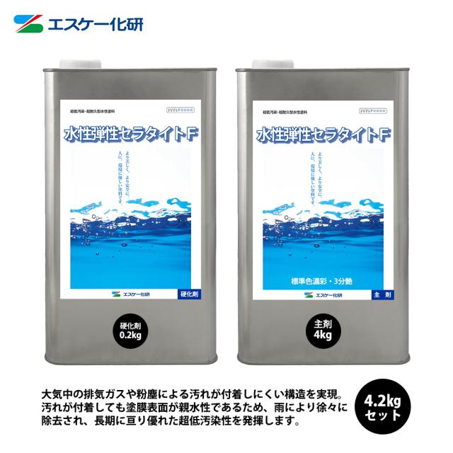 送料無料！水性弾性セラタイトF 3分艶 濃彩色 4.2kgセット エスケー化研 外装用 塗料