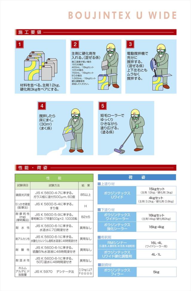 ボウジンテックスUワイド 白 15kgセット【メーカー直送便/代引不可】水谷ペイント 床用 塗料_5