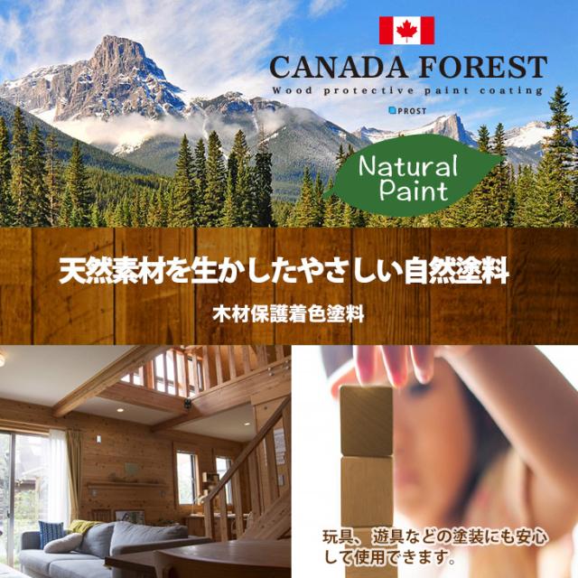 自然塗料 CANADAの本物。 カナダフォレスト ナチュラルペイント 　4L 全5色　木材保護着色塗料 塗料 木部用 防虫 防腐 防カビ_1