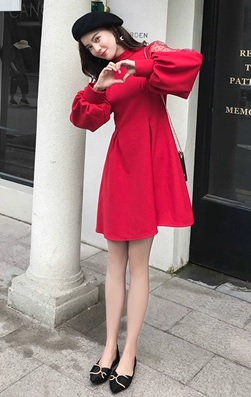 ドレス ワンピース 長袖 シースルー バルーン袖 ドット柄 お呼ばれ 女子会 ディナー 結婚式 二次会 フェミニン 10代 代 30代 春 パーテの通販はau Pay マーケット つらら商店