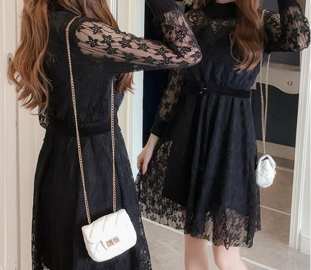 ワンピース ドレス 花柄 レース 膝丈 長袖 10代 代 大人 可愛い 上品 お呼ばれ 女子会 ディナー 結婚式 パーティー 二次会 デート フェの通販はau Pay マーケット つらら商店