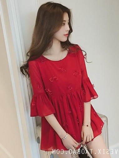 チュニック ブラウス トップス シフォン 五分袖 10代 代 春 デート 大人 可愛い 上品 きれいめ 女子力up 体型カバー カジュアル フェミの 通販はau Pay マーケット つらら商店