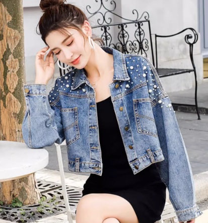 デニムジャケット gジャン パールデニムブルゾン レディース PERNA