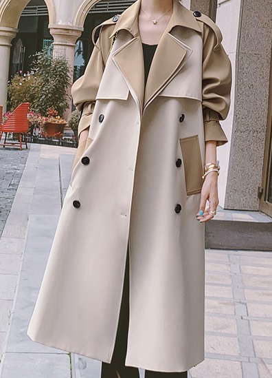 アウター トレンチコート 防寒 ロング丈 アプリコット バイカラー 大きいサイズ 秋冬 無地 長袖 10代 20代 30代 お出かけ デート 通勤 OL 仕事 個性的 トレンド 大人女子 可愛い クール かっこいい カジュアル 暖かい 5,533円
