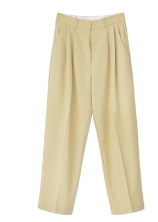 ハイウェストパンツ チノパンツ コットン らくちん 九分丈 ゆったり イエロー かっこいい 春夏 10代 20代 30代 お出かけ デート OL オフィス 着まわし 大人女子 カジュアル シンプル トレンド