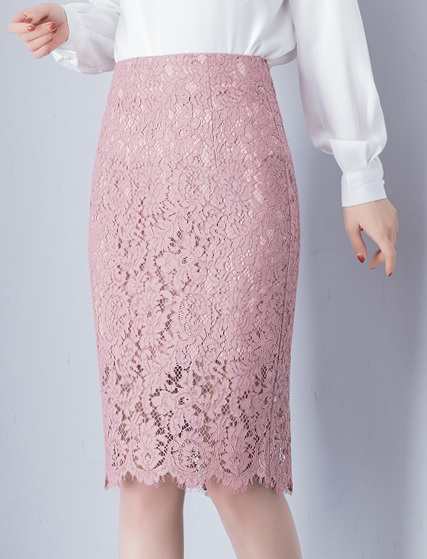 総レーススカート 綿 ひざ丈 ピンク 黒 スリット 春夏 仕事 大きいサイズ タイト Hライン 可愛い 10代 20代 30代 お出かけ デート 上品 きれいめ 清楚 大人女子 OL オフィス 通勤 トレンドの通販は