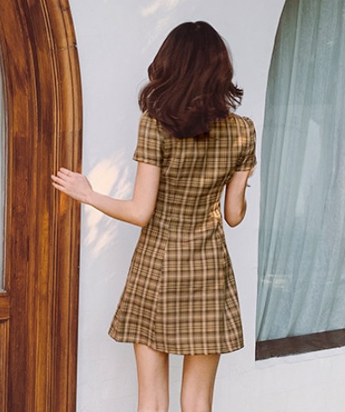 ミニワンピース シャツワンピース Vネック 襟付き ショート丈 半袖 ゆったり 大人可愛い 春夏 チェック柄 トレンド ピンク イエロー レッの通販はau Pay マーケット つらら商店