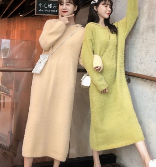 パーカーワンピース フリース ミモレ丈 長袖 ゆったり フード付き 大人可愛い 秋冬 トレンド 白 ブラウン イエロー グリーン 10代 代 3の通販はau Pay マーケット つらら商店