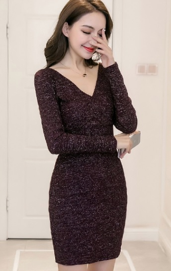 ドレスワンピース タイトワンピース ミニワンピース ニットワンピース ｖネック ショート丈 長袖 大きいサイズ ゆったり 大人可愛い 秋冬の通販はau Pay マーケット つらら商店