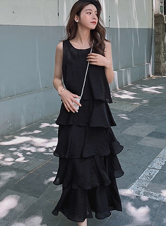 ロングワンピース マキシ丈 シフォン ノースリーブ ゆったり Aライン バックリボン 大人可愛い 春夏 トレンド 黒 アプリコット 10代 代の通販はau Pay マーケット つらら商店