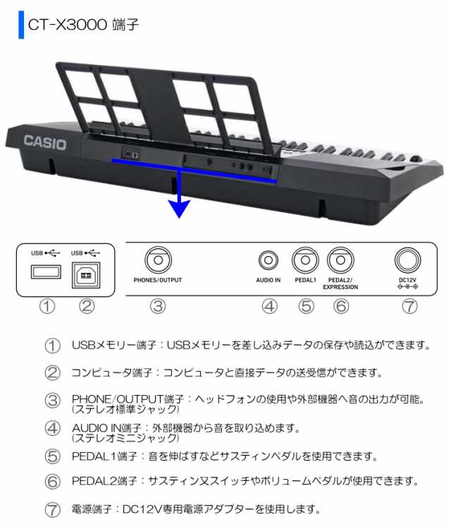 カシオ キーボード CT-X3000「ヘッドフォン付」の通販はau PAY マーケット - 楽器のことならメリーネット | au PAY  マーケット－通販サイト
