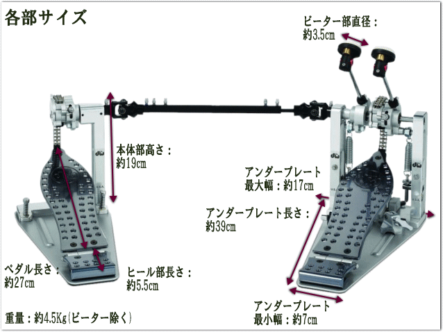 dw 5002 ダブルチェーンペダル ツインペダル キックペダル ドラムペダル-