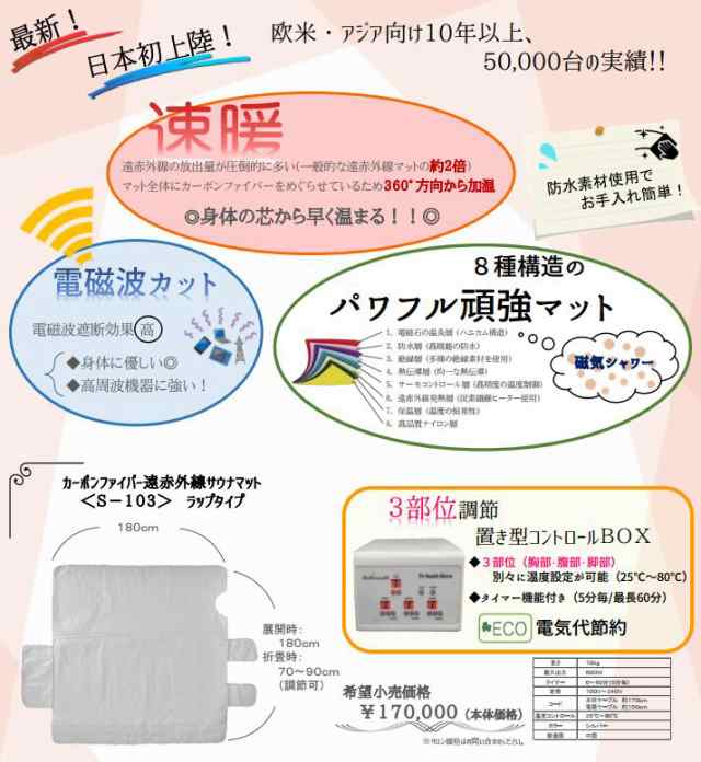 遠赤外線サウナマット 三つ折り式 サロン用 自宅用 免疫力up デトックス カーボンヒーター使用の通販はau Pay マーケット ビューティーマート