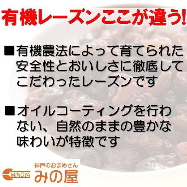 有機JAS】オーガニック レーズン 500g 無添加 ノンオイ ル 有機レーズン ポイント消化 グルメ みのやの通販はau PAY マーケット -  神戸のおまめさん みの屋