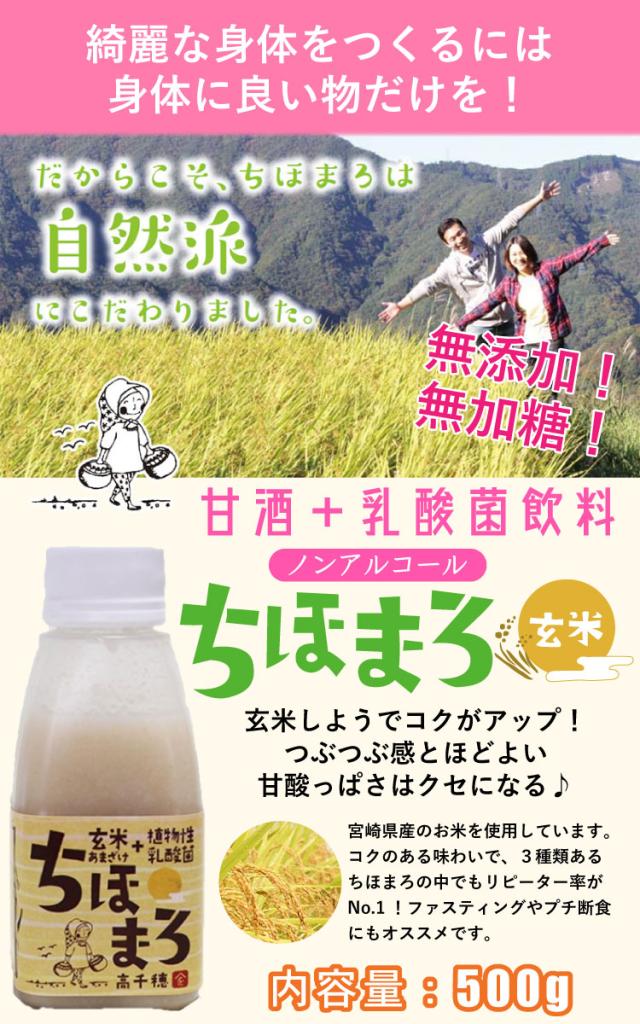 甘酒 麹 乳酸菌 ちほまろ 玄米味 500g×12本 ノンアルコール 無添加 無加糖 あまざけ 甘ざけ 乳酸菌飲料 高千穂 ムラたび 産地直送 送料無料_1