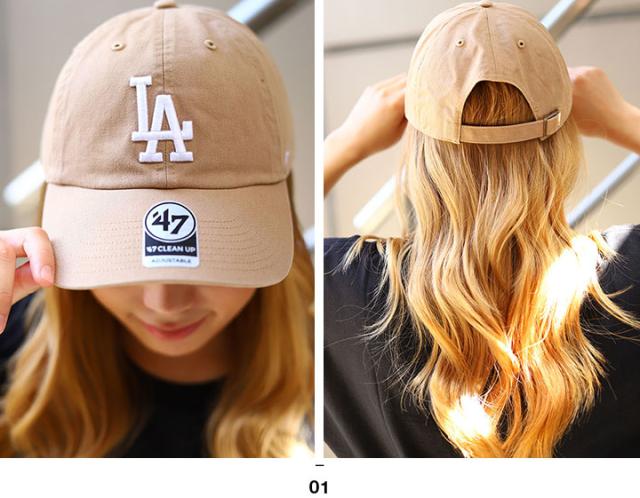 ドジャース 公式 LA キャップ ベージュ コーデ 47 ローキャップ