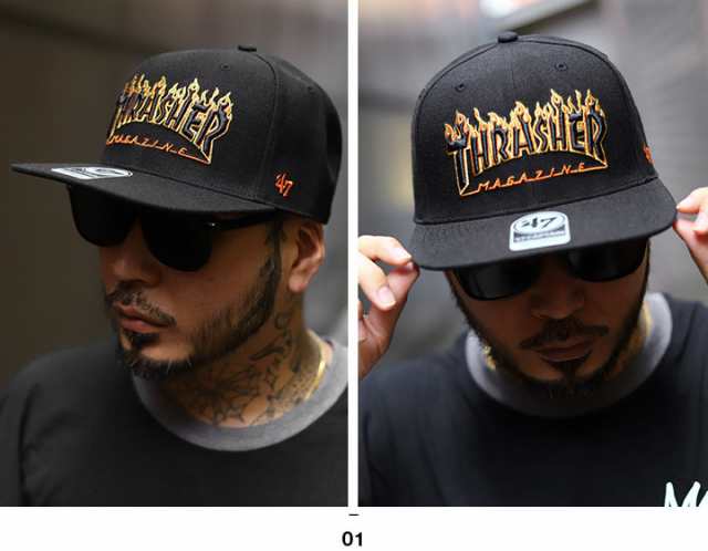 47 × THRASHER キャップ メンズ 黒 MLB サンフランシスコ ジャイアンツ