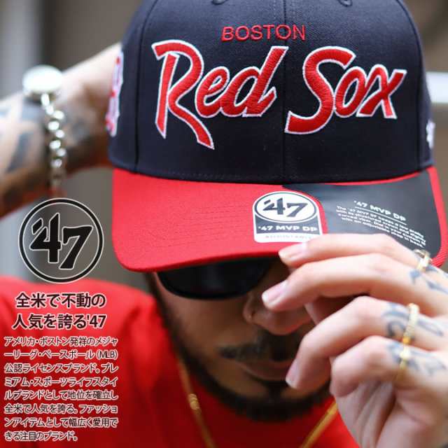 47 キャップ メンズ 春夏秋冬用 紺/黒 MLB Red Sox ロゴ 47brand ...