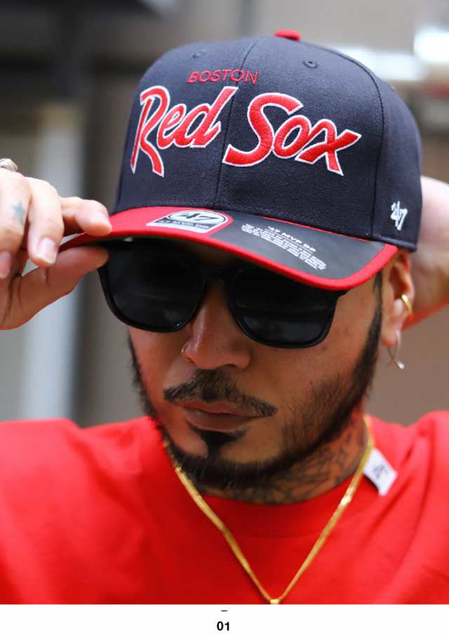 47 キャップ メンズ 春夏秋冬用 紺/黒 MLB Red Sox ロゴ 47brand