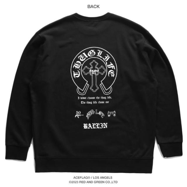 ACE FLAG トレーナー 長袖 スウェット 裏パイル メンズ 黒 大きい 
