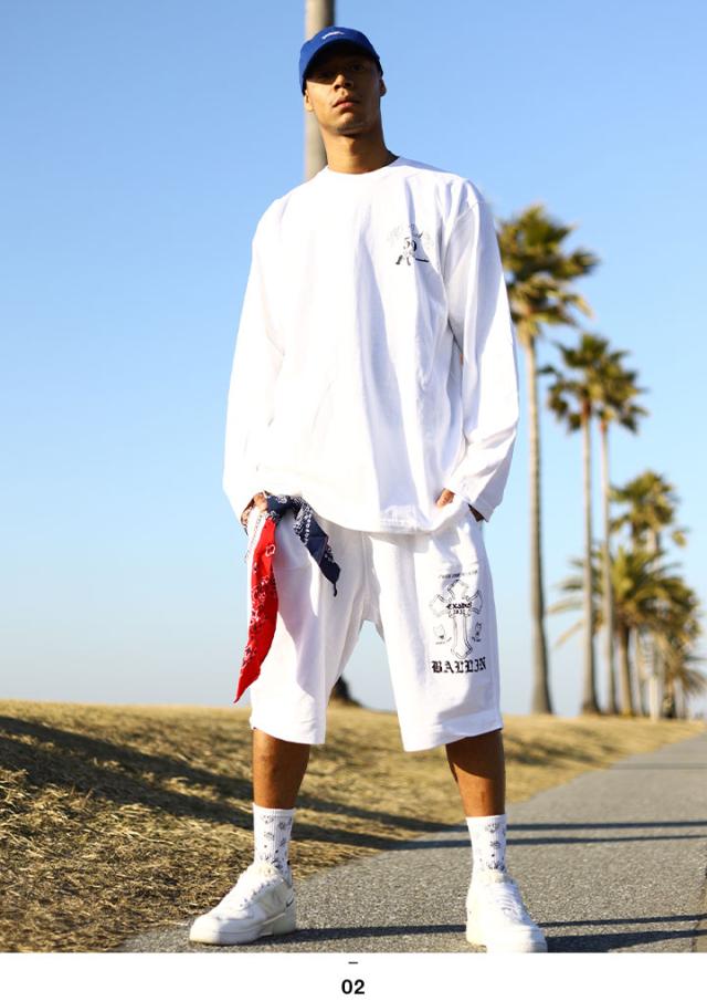 ACE FLAG 上下セット 長袖 ロンT スウェット ハーフパンツ メンズ 全2種 大きいサイズ エースフラッグ セットアップ 2Pac ビッグシルエット 十字架 クロス 2フェイス b系 ヒップホップ 新作 AF-SE-LT-040_5