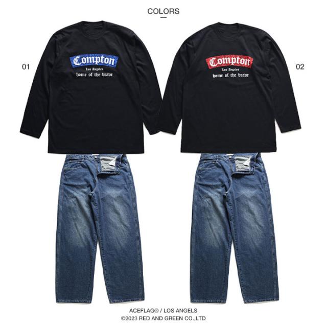 ACE FLAG 上下セット 長袖 ブランド ロンT デニム ロングパンツ メンズ 全2種 大きいサイズ エースフラッグ セットアップ Compton コンプトン ペイズリー 柄 b系 ストリート系 ハイ 新作 AF-SE-LT-030_8