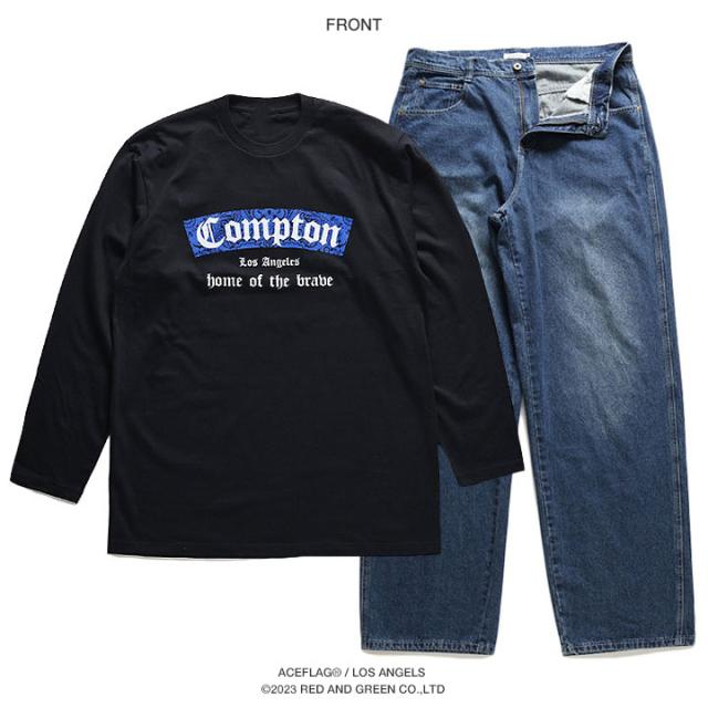ACE FLAG 上下セット 長袖 ブランド ロンT デニム ロングパンツ メンズ 全2種 大きいサイズ エースフラッグ セットアップ Compton コンプトン ペイズリー 柄 b系 ストリート系 ハイ 新作 AF-SE-LT-030_9